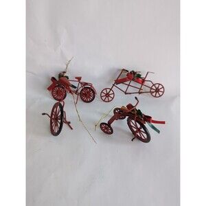 Vtg Bicycle Christmas Ornament Lot of 4 Unicycle Tricycle Red More